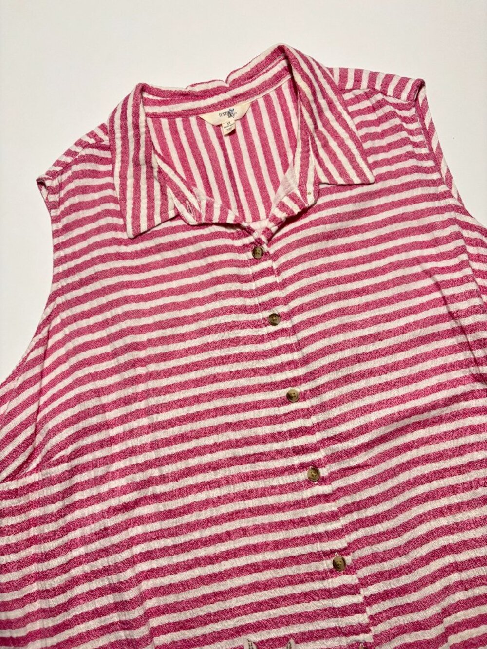 Terra & Sky Pink & White Picnic Perfect Cotton Tie Knot Tank Top
